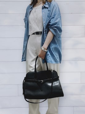 「ホワイトパンツ」｜「アイテム（スラックス）」を使った、Mewさん（レディース・159cm）の夏コーディネート