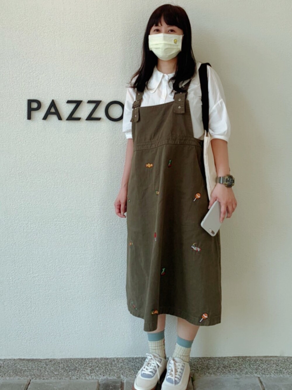 「秋コーデ、休日スタイル、ootd」｜「KATZEのアイテム（ワンピース/ドレス、グリーン系）」を使った、Claire Tsaiさん（レディース・163cm）の秋コーディネートの1枚目の写真