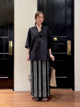 「NANO universe（ナノユニバース）のアイテム（シャツ/ブラウス）」を使った、mmさん（レディース・160cm）の夏コーディネート