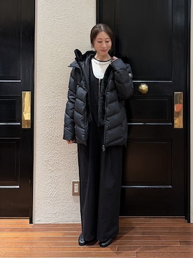 「CAPEHORN（ケープホーン）のCAPE HORN/別注 ALVAREZ MATT（ダウンジャケット/コート、ブラック系）」を使った、mmさん（レディース・160cm）の秋コーディネート