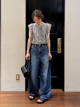 「Healthy denim（ヘルシーデニム）のHealthy DENIM/Beets（デニムパンツ、ブルー系）」を使った、mmさん（レディース・160cm）の夏コーディネート