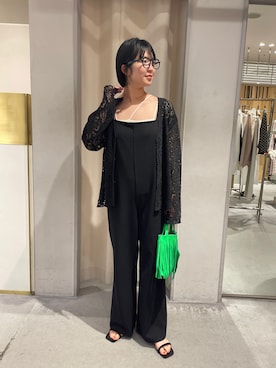「レースブラウス」｜「アイテム（サロペット/オーバーオール）」を使った、KOSUGI_162cmさん（レディース・162cm）の春コーディネート