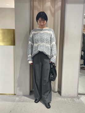 「巾着バッグ」｜「アイテム（その他シューズ）」を使った、KOSUGI_162cmさん（レディース・162cm）の秋コーディネート
