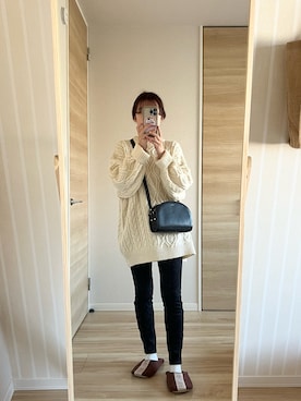 「A.P.C.（アーペーセー）のSAC DEMI-LUNE（ショルダーバッグ）」を使った、haruさん（レディース・160cm）の冬コーディネート