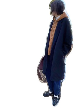 「MEDE19F（メデジュウキュウ）のアイテム（パーカー）」を使った、Sakuさん（レディース・164cm）の冬コーディネート
