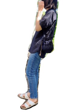 「Ungrid（アングリッド）のハイウエストストスリ（デニムパンツ）」を使った、Sakuさん（レディース・164cm）の夏コーディネート
