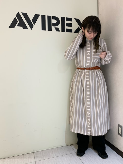 セール】STRIPE GATHER SHIRT ONEPIECE/ストライプ ギャザー
