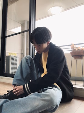 「ほめられ本命コーデ」｜「アイテム（スタジャン）」を使った、NARUさん（メンズ・165cm）の冬コーディネート