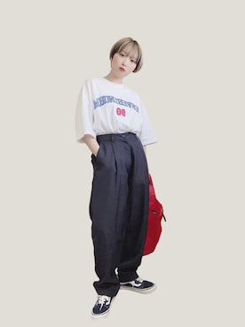 「3色コーデ」｜「アイテム（セットアップ）」を使った、enaさん（レディース・155cm）の夏コーディネート