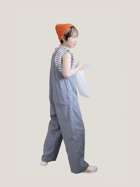 「3色コーデ」｜「アイテム（オールインワン・サロペット）」を使った、enaさん（レディース・155cm）の夏コーディネート