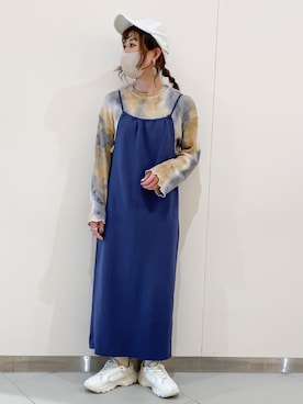 「春ニット」｜「アイテム（ワンピース）」を使った、𝚁𝚒𝚎 ‪︎‬‪︎☺︎さん（レディース・160cm）の春コーディネート
