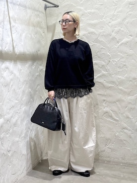 「niko and...（ニコアンド）のギャザーローファー（ローファー、ブラック系）」を使った、yaritaさん（レディース・166cm）の秋コーディネート