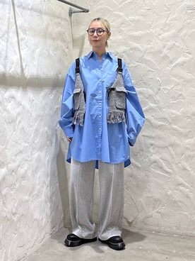 「niko and...（ニコアンド）のケアイージーアソートBOYシャツ（シャツ/ブラウス、ブルー系）」を使った、yaritaさん（レディース・166cm）の秋コーディネート