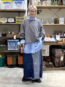 「アイテム（デニムスカート）」を使った、yaritaさん（レディース・166cm・40代）の秋コーディネート