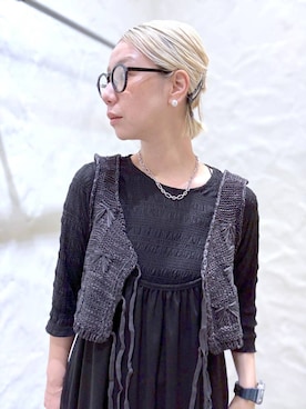 「niko and...（ニコアンド）の[MODE NORM CORE] シャーリングクループルオーバー（Tシャツ/カットソー、ブラック系）」を使った、yaritaさん（レディース・166cm）の秋コーディネート