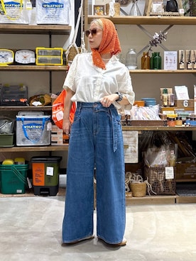 「niko and...（ニコアンド）のCOMFORTリネンフリルシャツ（シャツ/ブラウス）」を使った、yaritaさん（レディース・166cm・40代）の夏コーディネート