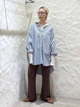 「niko and...（ニコアンド）のケアイージーアソートBOYシャツ（シャツ/ブラウス、グリーン系）」を使った、yaritaさん（レディース・166cm）の秋コーディネート