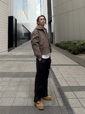 「アイテム（モカシン/デッキシューズ）」を使った、SO®さん（メンズ・178cm）の冬コーディネート