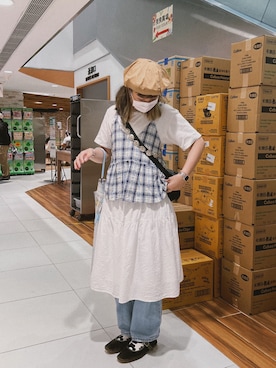 「UNIQLO（ユニクロ）のアイテム（ワンピース、ホワイト系）」を使った、dululu915さん（レディース・158cm）の春コーディネート