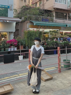 「MUJI Labo（ムジラボ）のアイテム（バッグ、ホワイト系）」を使った、dululu915さん（レディース・158cm）の春コーディネート