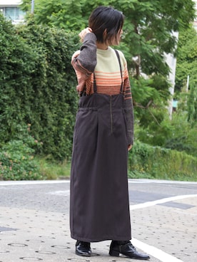 「アイテム（ジャンパースカート）」を使った、kamata.さん（レディース・158cm）の秋コーディネート