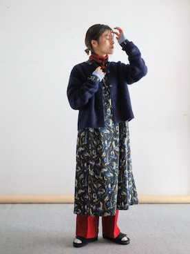 「アイテム（パンツ、レッド系）」を使った、kamata.さん（レディース・158cm）の秋コーディネート