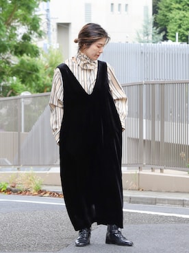 「アイテム（ワンピース/ドレス）」を使った、kamata.さん（レディース・158cm）の秋コーディネート