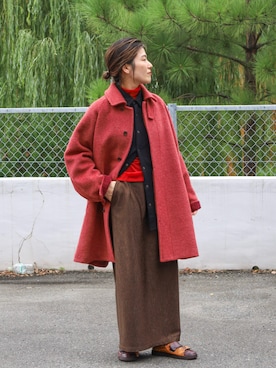 「アイテム（ステンカラーコート）」を使った、kamata.さん（レディース・158cm）の秋コーディネート