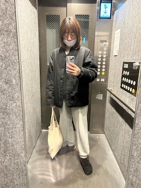 「nanamica（ナナミカ）のアイテム（ダウンジャケット/コート）」を使った、ざさん（レディース・162cm）の春コーディネート