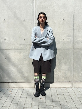 「アイテム（ソックス/靴下）」を使った、Takuya  Kobayashiさん（メンズ・176cm・30代）の夏コーディネート