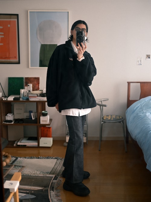 「DAIRIKU(ダイリク)のDAIRIKU / ダイリク "Big Sleeve" Zip UP Fleece Jacket(ブルゾン)」を使った、Takuya Kobayashiさん(メンズ・176cm)の秋コーディネート