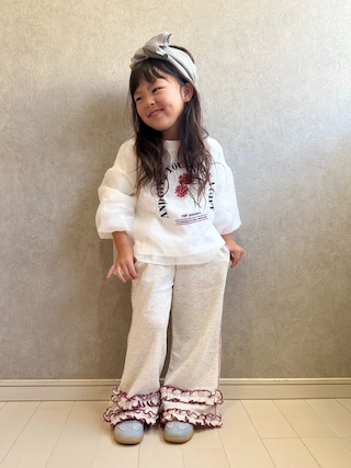 「CIAOPANIC TYPY（チャオパニックティピー）の【WEB限定】【KIDS】刺繍オーガンジーレイヤード長袖カットソー（Tシャツ/カットソー）」を使った、kii_memeさん（キッズ・100cm）の秋コーディネート