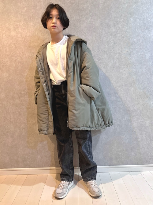 N°21・フード付きダウン ゆったりシルエット オーバーサイズ S 大きめ セール】オーバーサイズフーディ中綿ダウンコート（ダウンジャケット