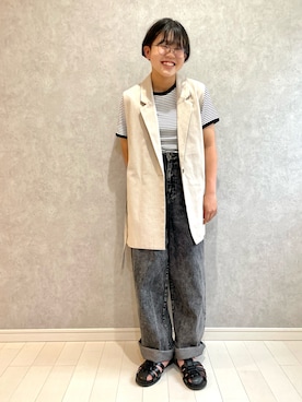 「tiptop（ティップトップ）のアイテム」を使った、kii_memeさん（キッズ・139cm）の春コーディネート