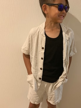 「リネンシャツ」｜「アイテム（セットアップ）」を使った、ichiさん（キッズ・120cm）の夏コーディネート