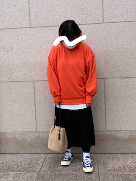 「チャックテイラー」｜「アイテム（ワンピース/ドレス）」を使った、mao*さん（レディース・155cm）の冬コーディネート