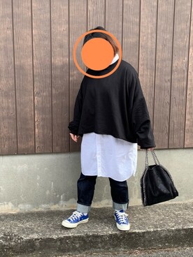 「チャックテイラー」｜「アイテム（シャツワンピース）」を使った、mao*さん（レディース・155cm）の冬コーディネート