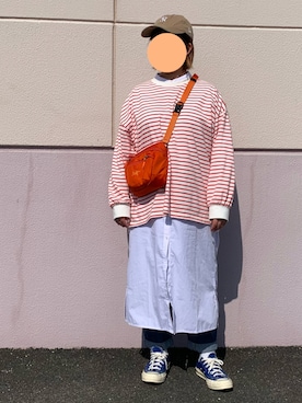 「チャックテイラー」｜「アイテム（シャツワンピース）」を使った、mao*さん（レディース・155cm）の春コーディネート