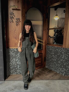 「no brand（ノーブランド）のアイテム（オールインワン・サロペット）」を使った、Krystalさん（レディース・160cm）の秋コーディネート