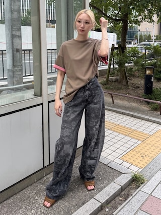 「LE CIEL BLEU(ルシェルブルー)の"LE"ボーイフレンドTシャツ / "LE" Boyfriend T-Shirt(Tシャツ/カットソー)」を使った、lecielbleu_officialさん(レディース・160cm)の夏コーディネート