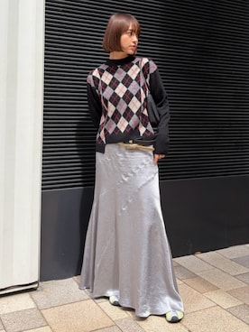 「アイテム（スカート、シルバー系）」を使った、lecielbleu_officialさん（レディース・160cm）の秋コーディネート
