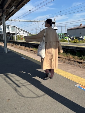 「アイテム（ステンカラーコート）」を使った、imさん（レディース・164cm）の秋コーディネート