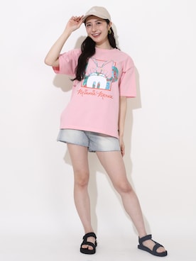 「ディズニーコーデ」｜「アイテム（ピンク系）」を使った、BABYDOLL(ベビードール)さん（レディース・162cm）の夏コーディネート