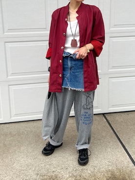 「アイテム（スウェットパンツ）」を使った、A.さん（レディース・161cm）の秋コーディネート