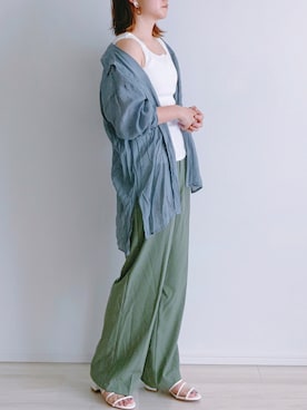 「Steven Alan（スティーブンアラン）の＜THE NEW HOUSE＞HENLEY NECK TANK TOP/タンクトップΨ（タンクトップ、ホワイト系）」を使った、tomoさん（レディース・157cm）の夏コーディネート