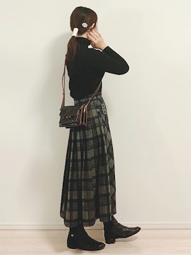 「リブタートルネック」｜「アイテム（ブーツ）」を使った、tomoさん（レディース・157cm）の冬コーディネート