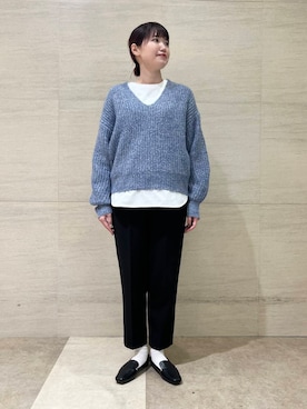 「冬の差し色コーデ」｜「アイテム（ローファー）」を使った、後藤綾乃さん（レディース・165cm）の冬コーディネート