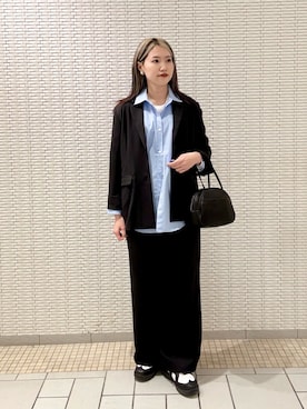 「URBAN RESEARCH DOORS（アーバンリサーチドアーズ）のカーリーラッセルレースロングスリーブTシャツ（Tシャツ/カットソー、ホワイト系）」を使った、後藤綾乃さん（レディース・165cm）の春コーディネート