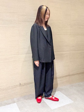 「URBAN RESEARCH DOORS（アーバンリサーチドアーズ）のスクエアトゥリボンミュール（サンダル）」を使った、後藤綾乃さん（レディース・165cm）の秋コーディネート