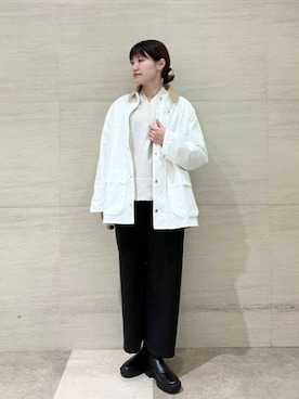 「Barbour（バブアー）の『別注』Barbour　BEDALE（その他アウター）」を使った、後藤綾乃さん（レディース・165cm）の冬コーディネート